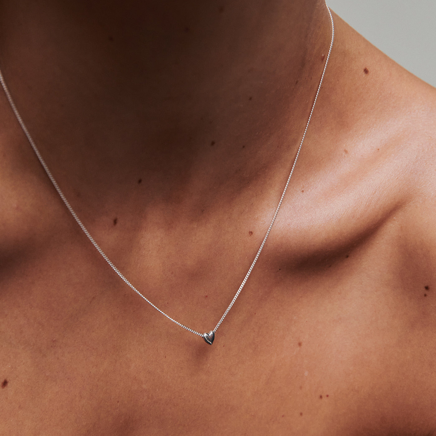 Puffed Heart Necklace | Sliding Charm Necklace