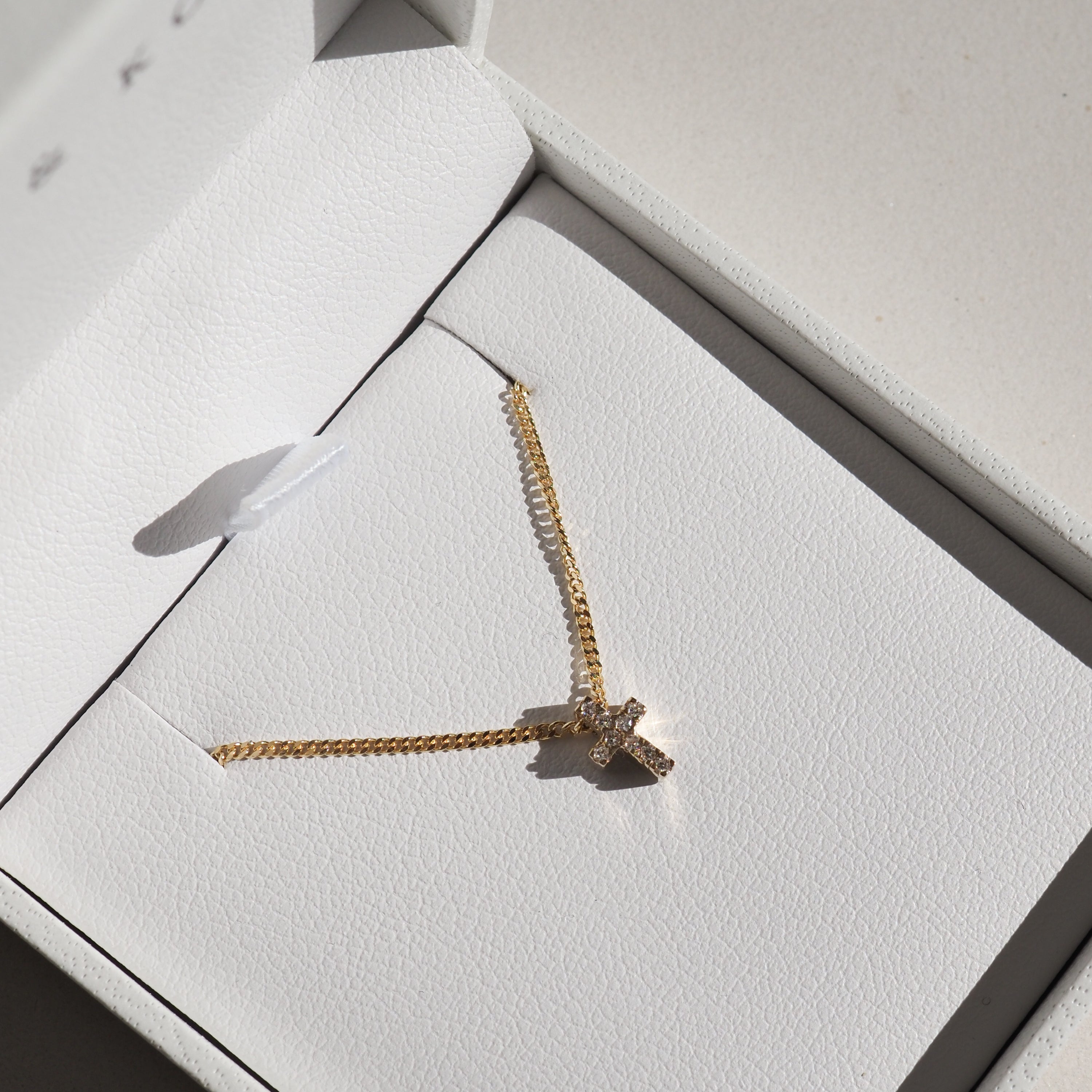 Diamond Cross Necklace | Sliding Charm set with Lab-Grown Diamonds