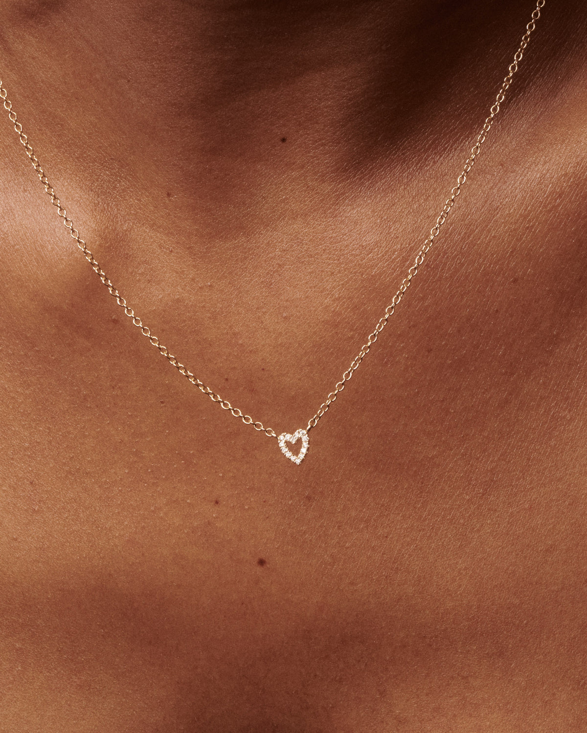 Diamond Heart Necklace | Fixed Charm with Lab-Grown Diamonds