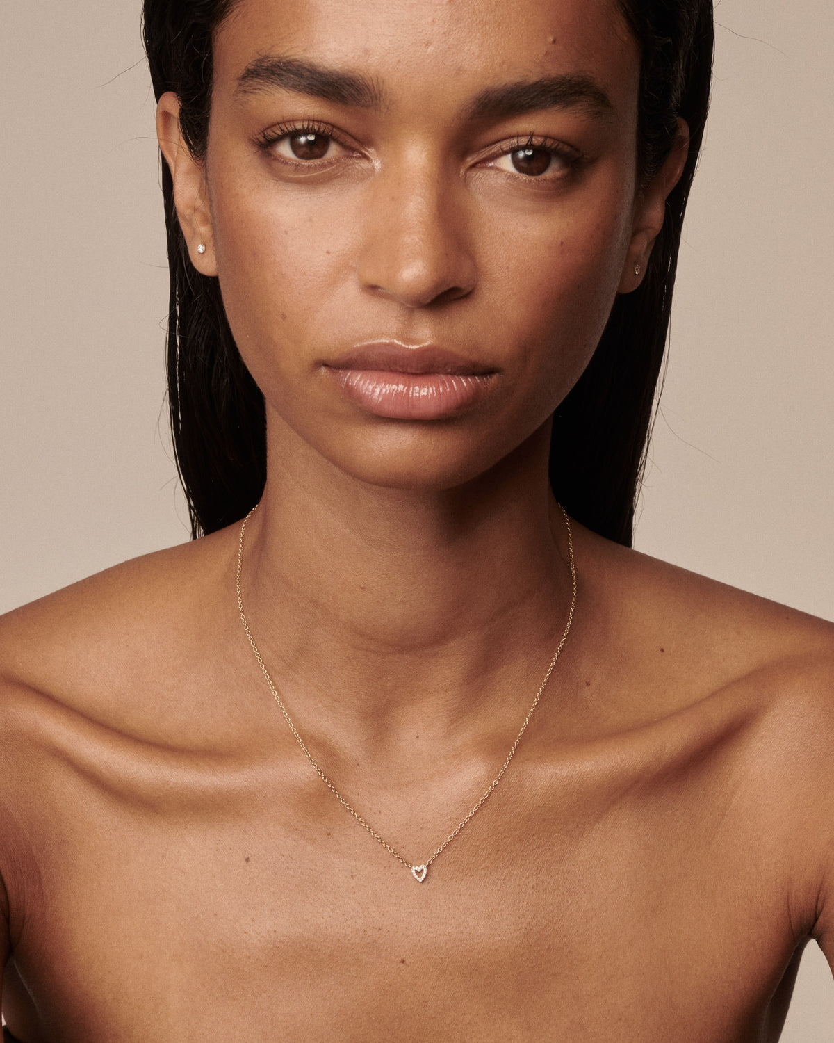 Diamond Heart Necklace | Fixed Charm with Lab-Grown Diamonds