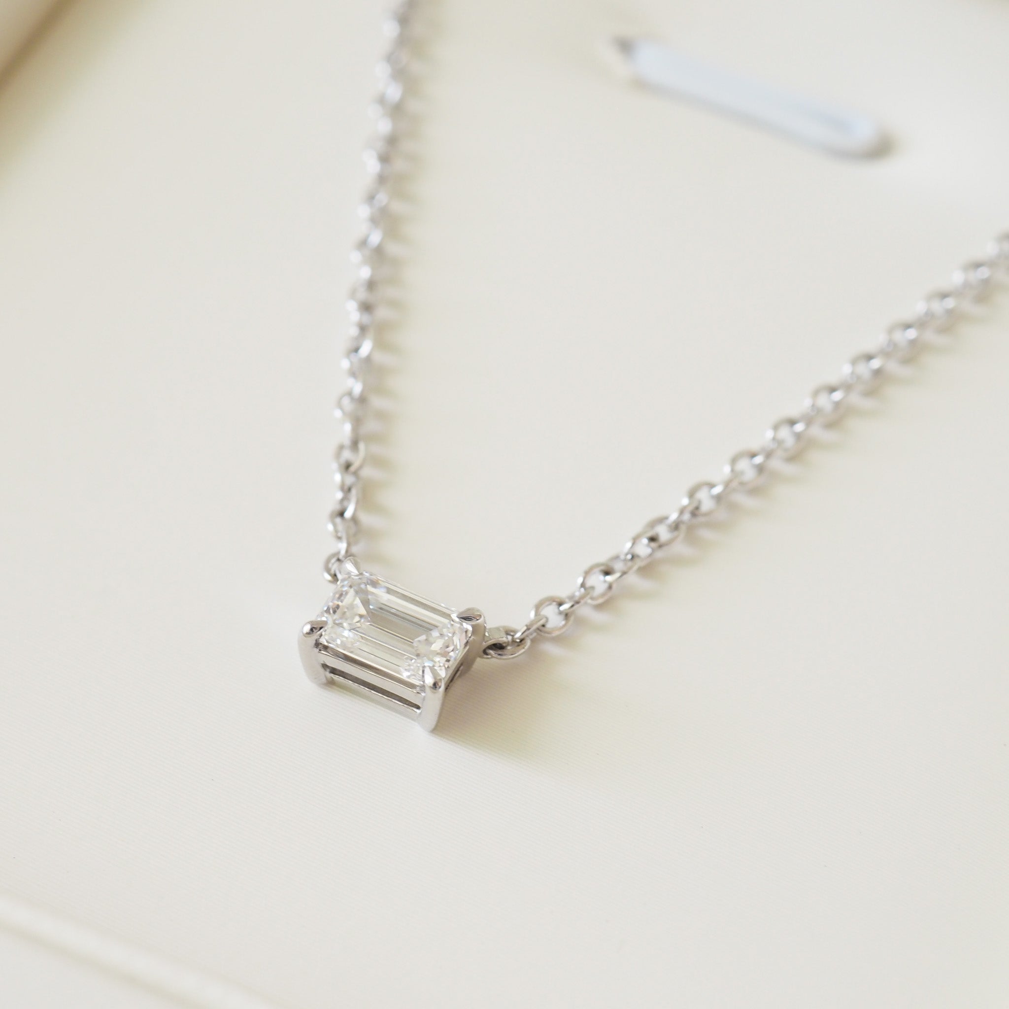 Emerald Diamond Necklace | 0.5ct East-West Emerald Lab-Grown Diamond