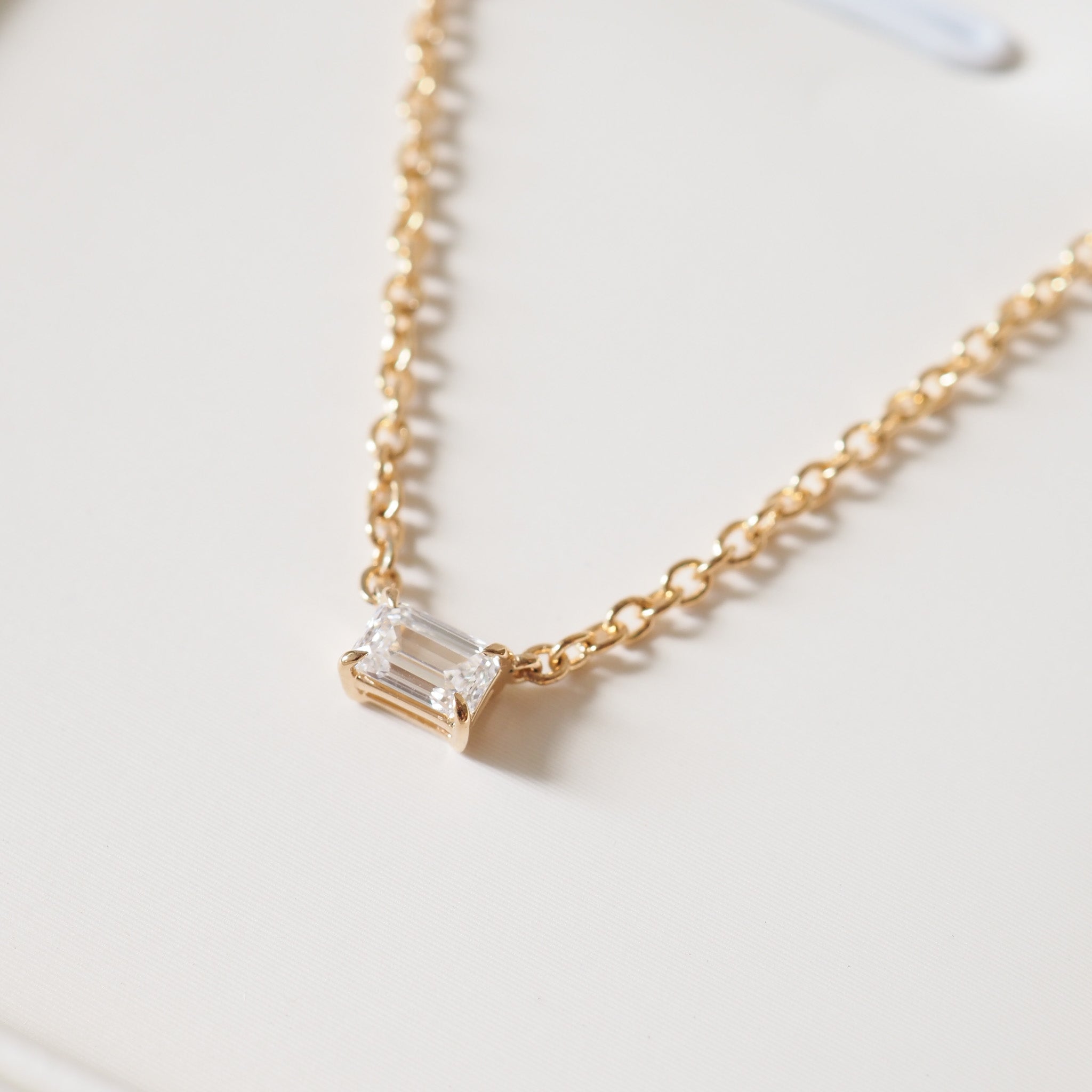 Emerald Diamond Necklace | 0.25ct East-West Emerald Lab-Grown Diamond