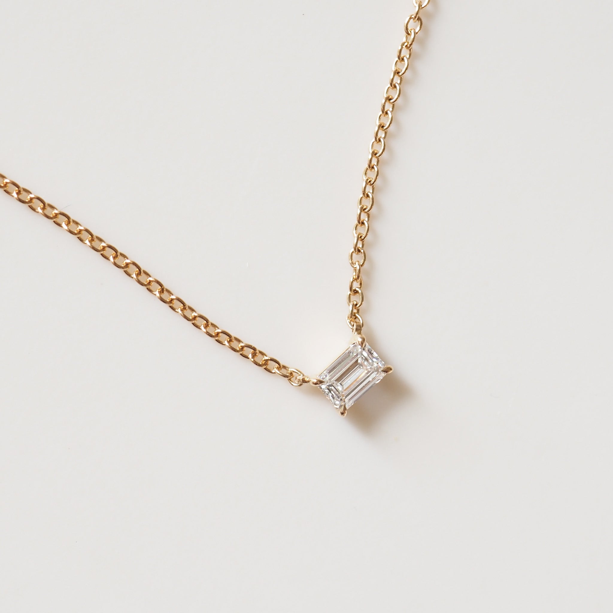 Emerald Diamond Necklace | 0.52ct East-West Emerald Lab-Grown Diamond