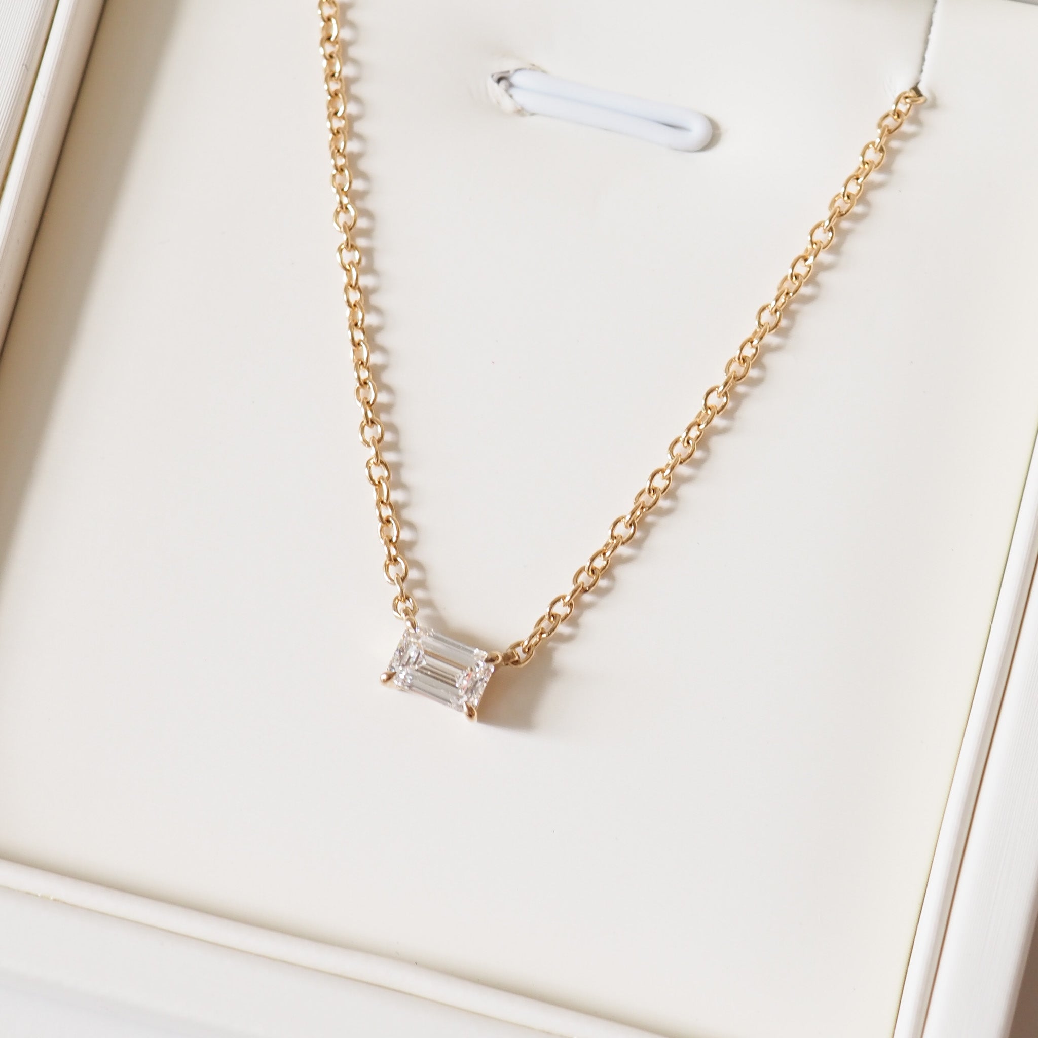 Emerald Diamond Necklace | 0.52ct East-West Emerald Lab-Grown Diamond