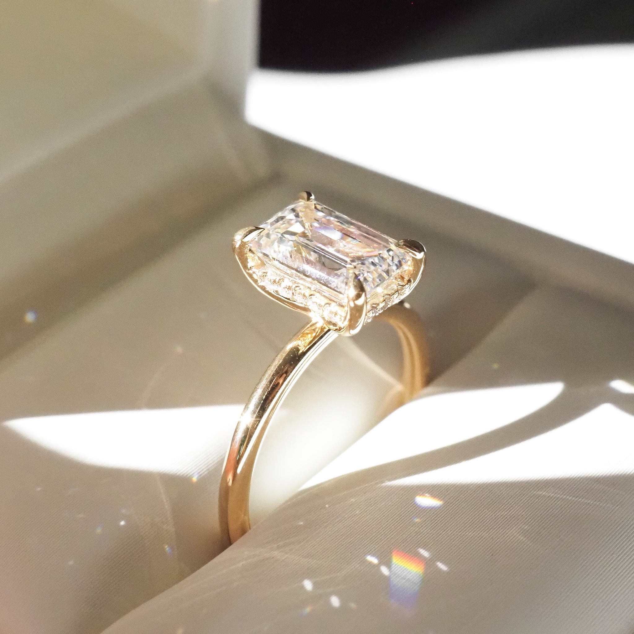 Eva | 2ct Emerald Hidden Halo Lab-Grown Diamond Engagement Ring