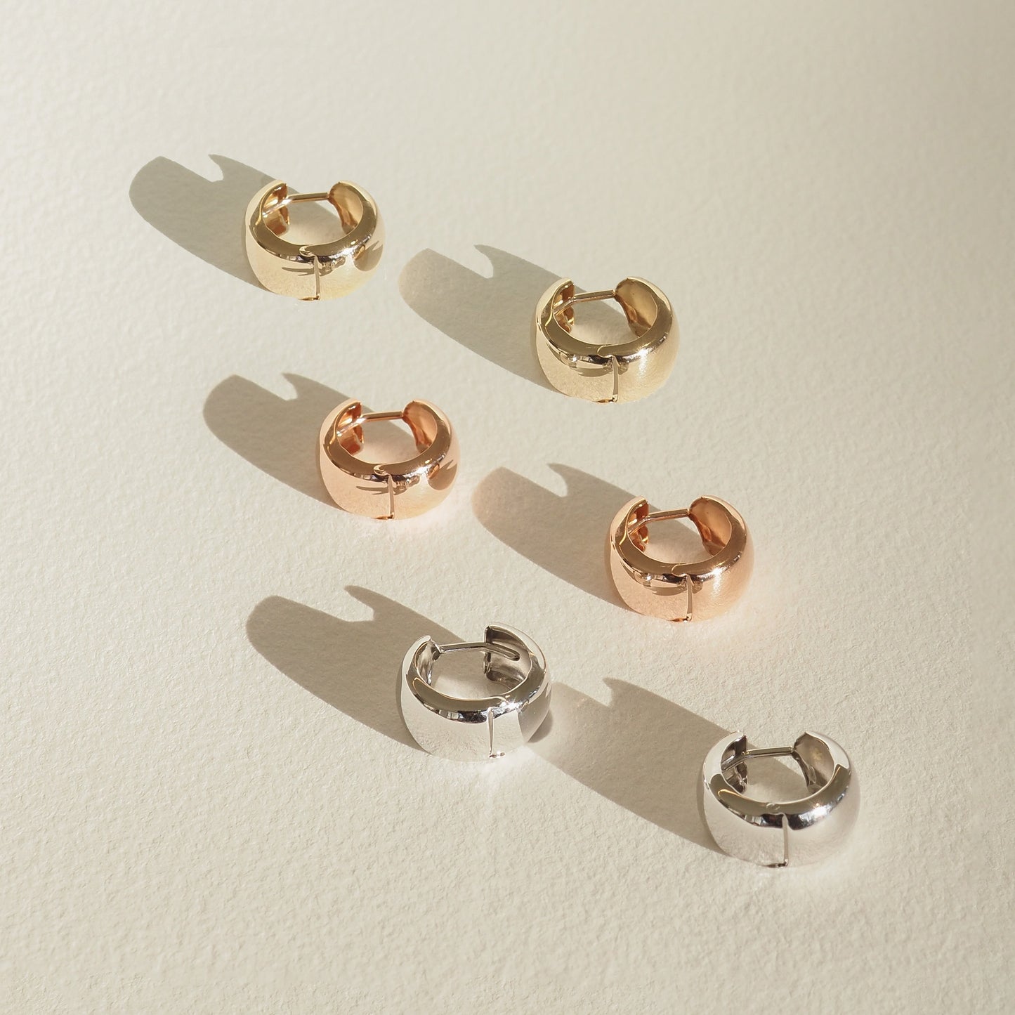 Yellow Gold (top, Rose Gold (middle), White Gold (Bottom)