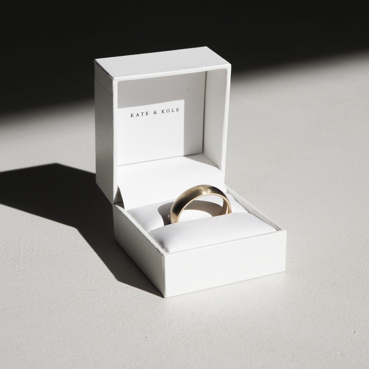 Our classic half-round wide wedding band is 6mm wide and 1.9mm thick. It has a polished finish in 18ct yellow gold.[text overlay: 6mm Brushed Finish in Yellow Gold]