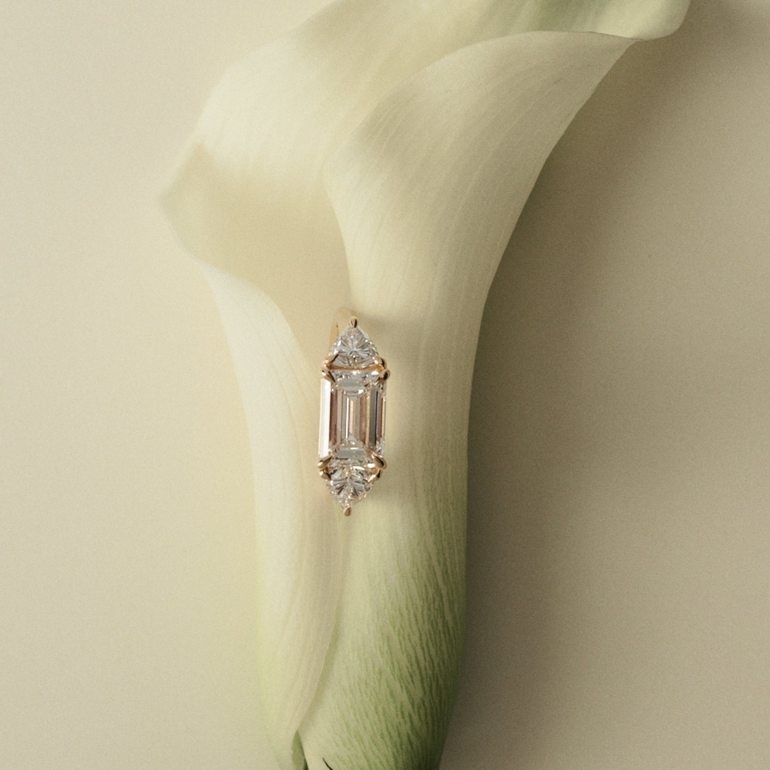 Diamond ring on a white flower petal