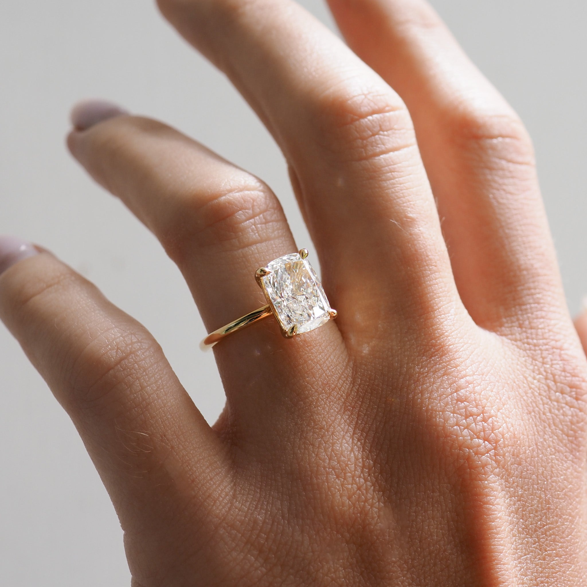 Khia | 3.5ct Elongated Cushion Lab-Grown Diamond Solitaire Engagement Ring