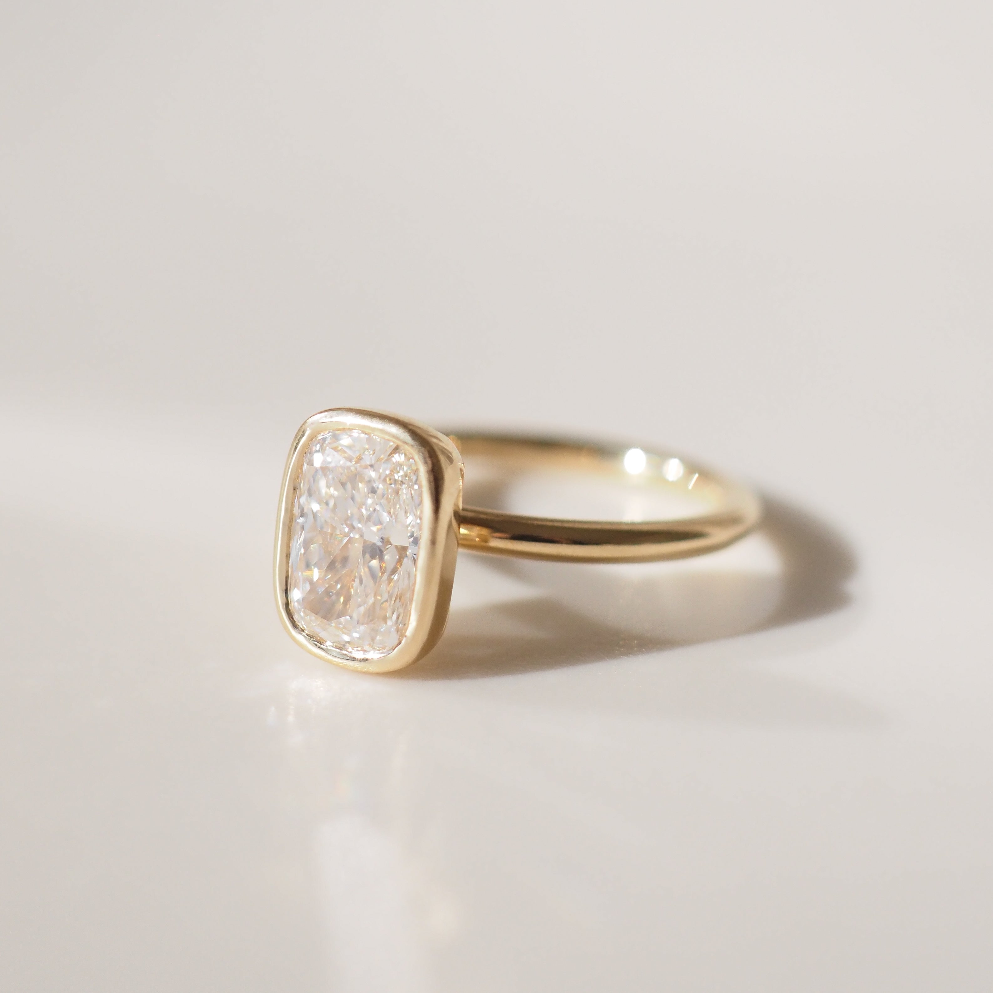 Elongated Cushion Bezel | 2ct Solitaire Lab-Grown Diamond Engagement Ring