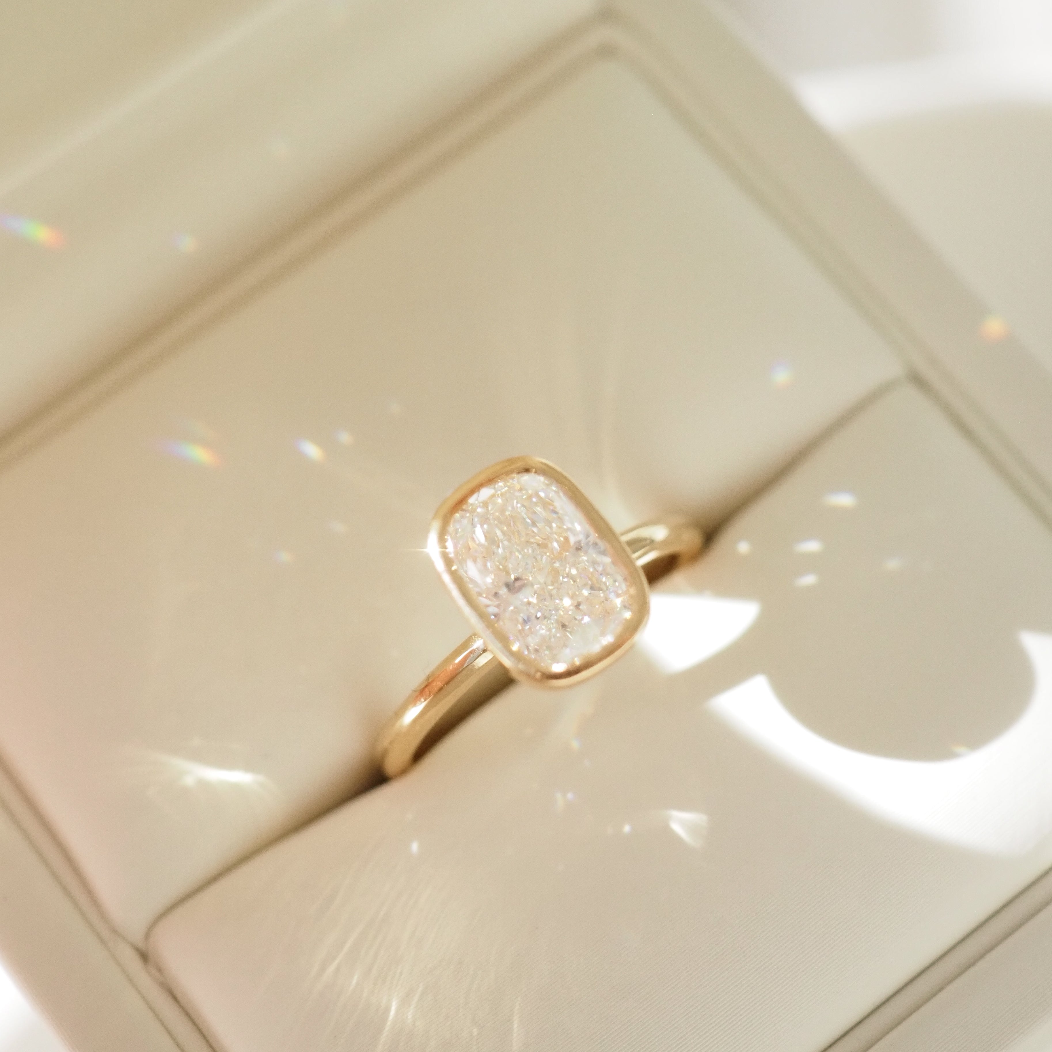 Elongated Cushion Bezel | 2ct Solitaire Lab-Grown Diamond Engagement Ring