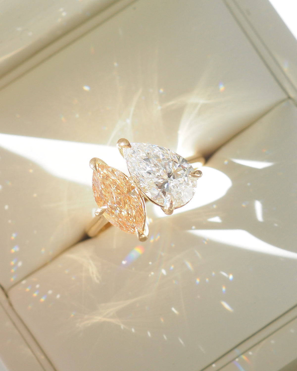 Léa | 3.5ct Champagne Marquise & Pear Toi et Moi Lab-Grown Diamond Ring