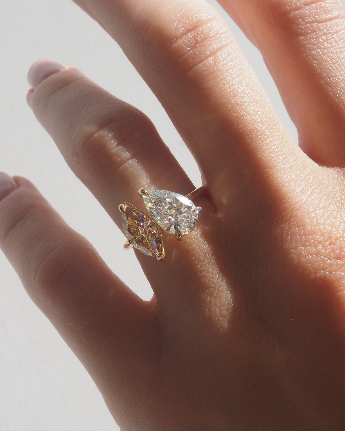 Léa | 3.5ct Champagne Marquise & Pear Toi et Moi Lab-Grown Diamond Ring