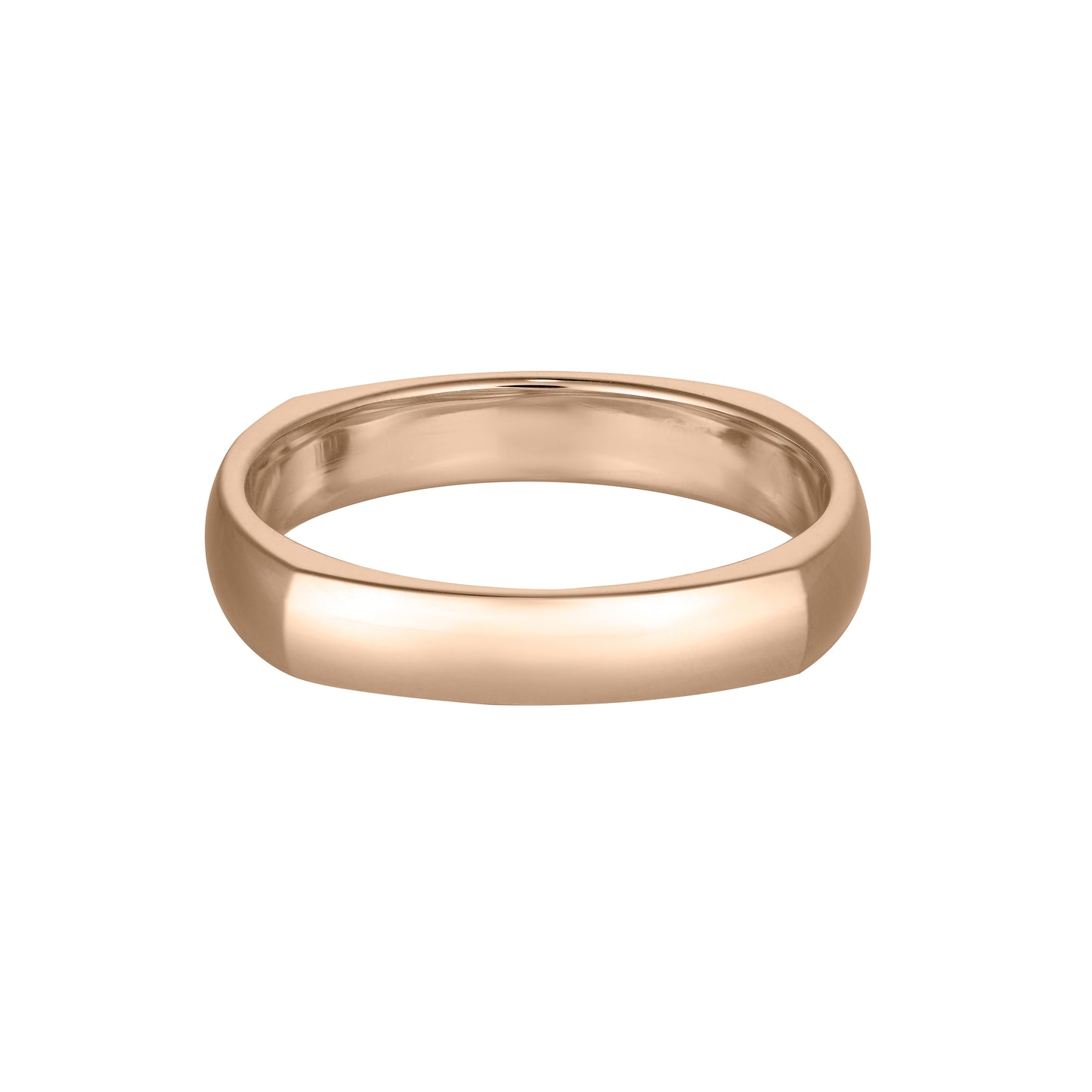 Elegant rose gold band ring with a polished finish, showcasing luxury craftsmanship in fine jewellery design.