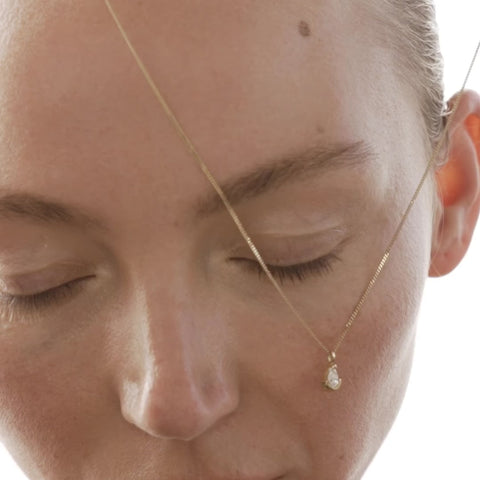 Kate & Kole Floating Pear Lab Grown Diamond Necklace in solid yellow gold
