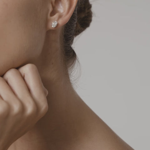 Oval slab grown diamond tuds with gold claws 